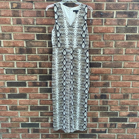 Womens Banana Republic Snakeskin Wide Leg Cropped Jumpsuit Brown Size 4 - Picture 2 of 10